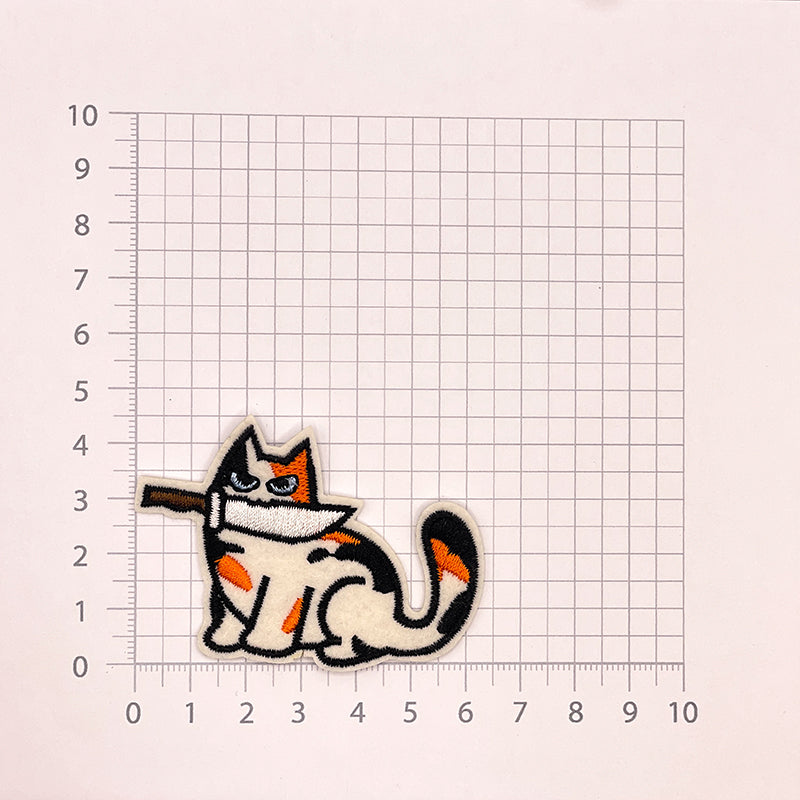 Aufnäher Messer-Katzen (zum Aufbügeln und Aufnähen)