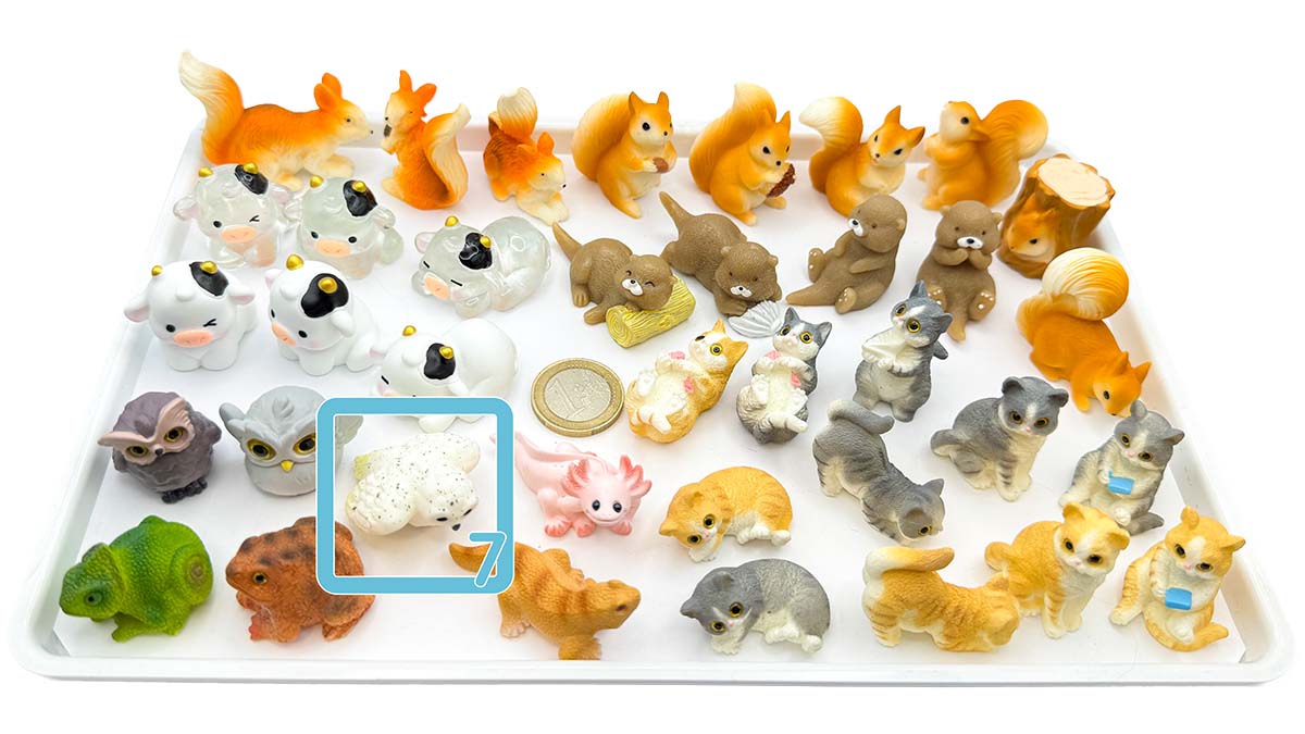 Figur/Glücksbringer Tiere realistisch (Eule / Kuh / Eichhörnchen / Otter / Katzen)