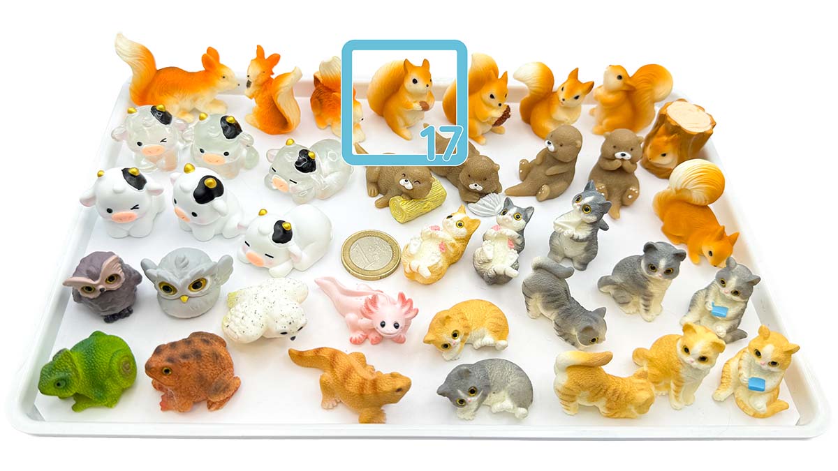 Figur/Glücksbringer Tiere realistisch (Eule / Kuh / Eichhörnchen / Otter / Katzen)