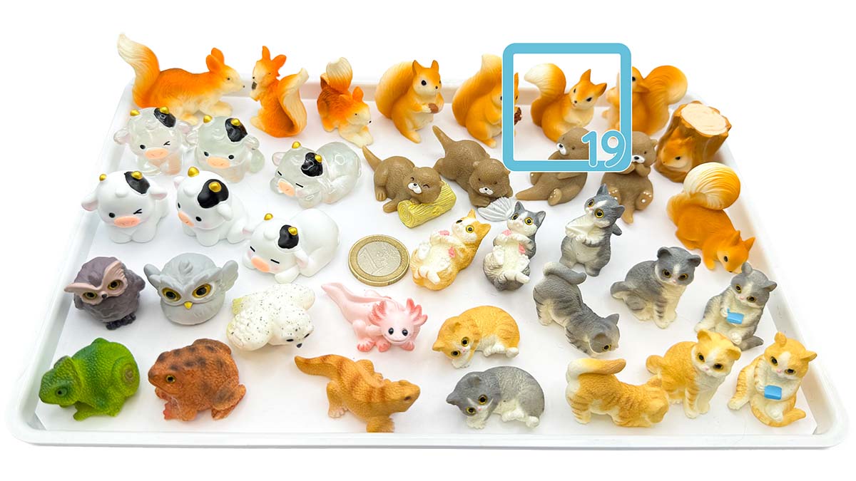 Figur/Glücksbringer Tiere realistisch (Eule / Kuh / Eichhörnchen / Otter / Katzen)