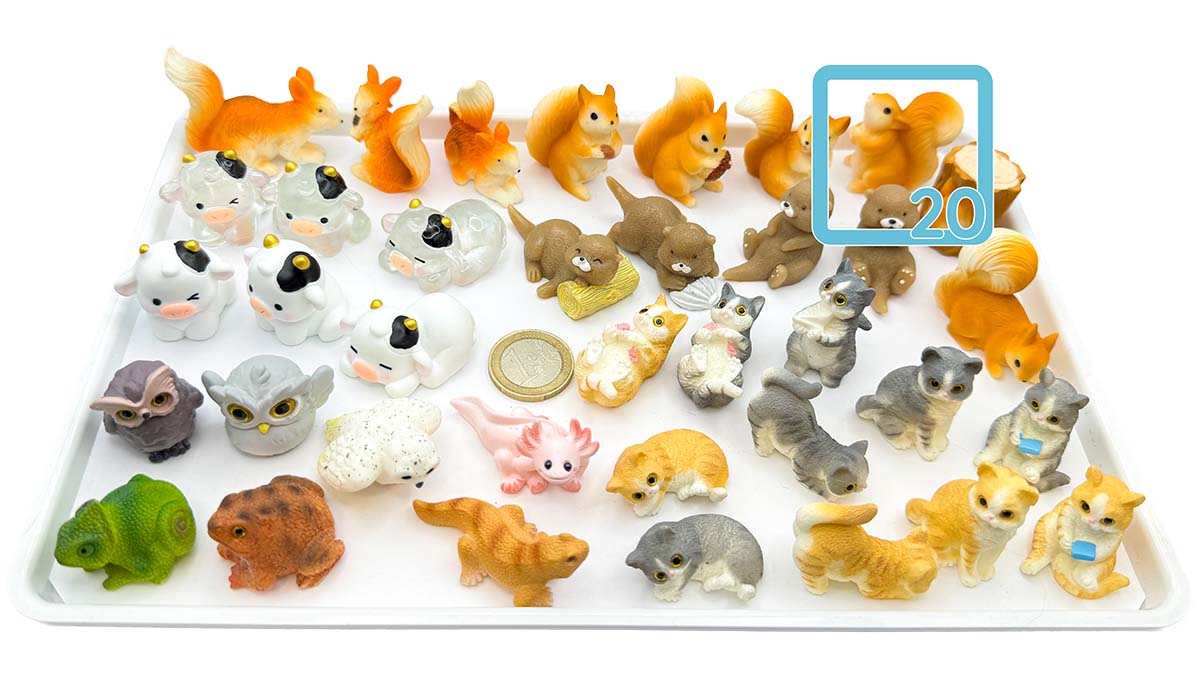 Figur/Glücksbringer Tiere realistisch (Eule / Kuh / Eichhörnchen / Otter / Katzen)