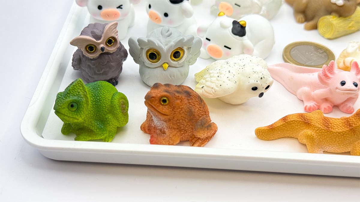 Figur/Glücksbringer Tiere realistisch (Eule / Kuh / Eichhörnchen / Otter / Katzen)