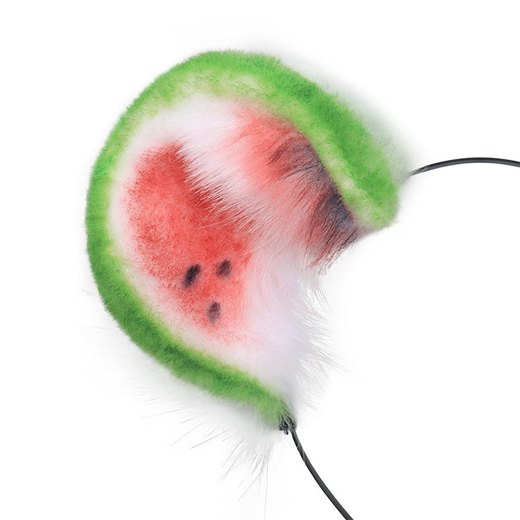 Haarreifen Fell-Ohren rund als Wassermelonen-Design Maus/Hamster/Bär