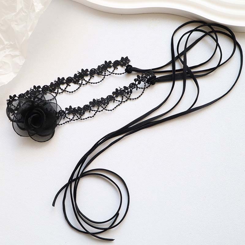 Spitzen-Halsband mit Stoffrose
