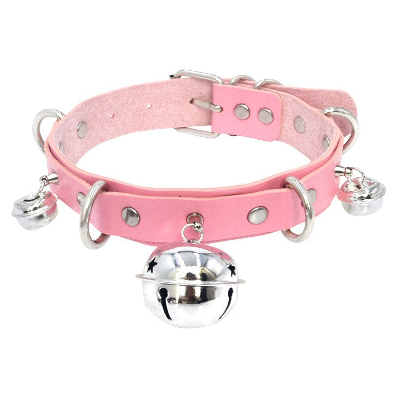 Halsband Kunstleder PU, mit 3 Glöckchen