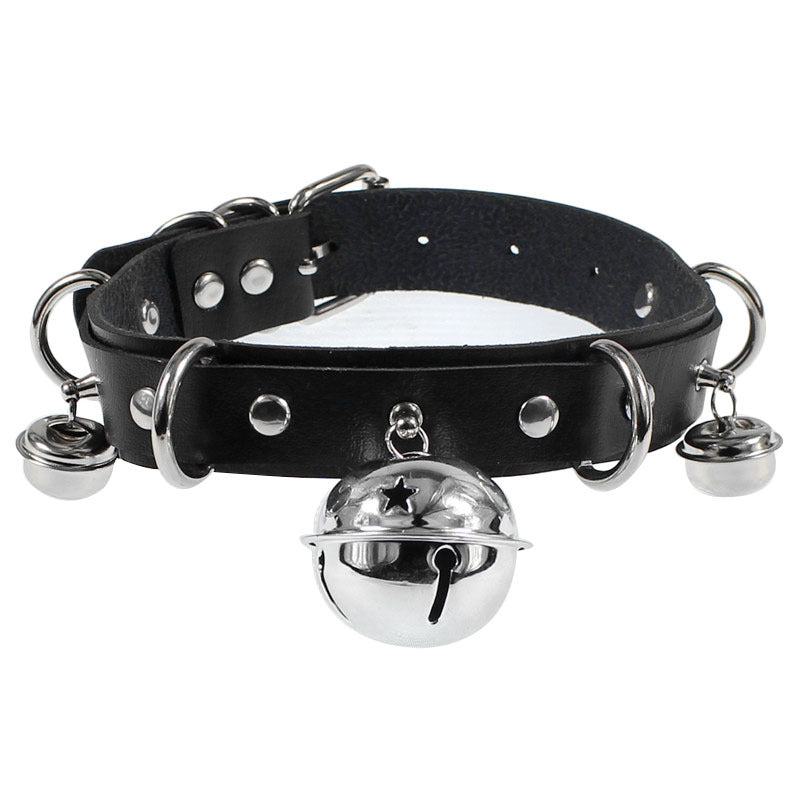 Halsband Kunstleder PU, mit 3 Glöckchen