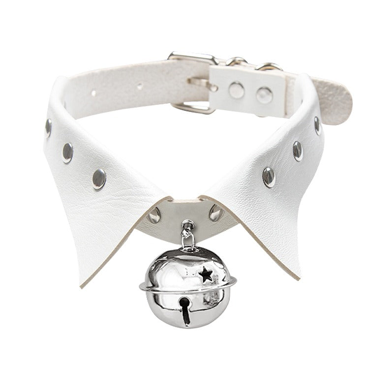 Halsband Kunstleder PU, mit Kragen und Glocke