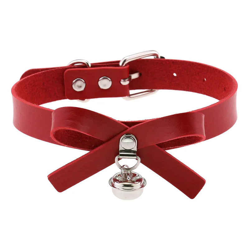 Halsband Kunstleder PU, mit Mascherl und Glöckchen