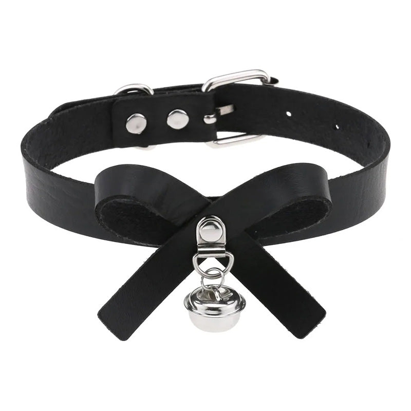 Halsband Kunstleder PU, mit Mascherl und Glöckchen