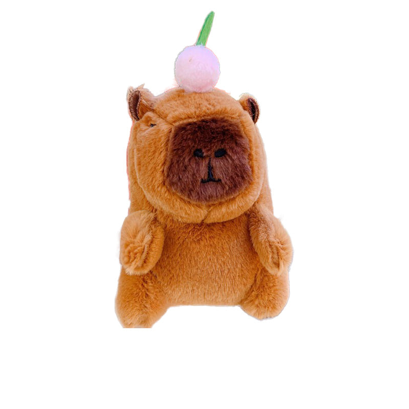 Schlüsselanhänger Plüsch Capybara mit Frucht