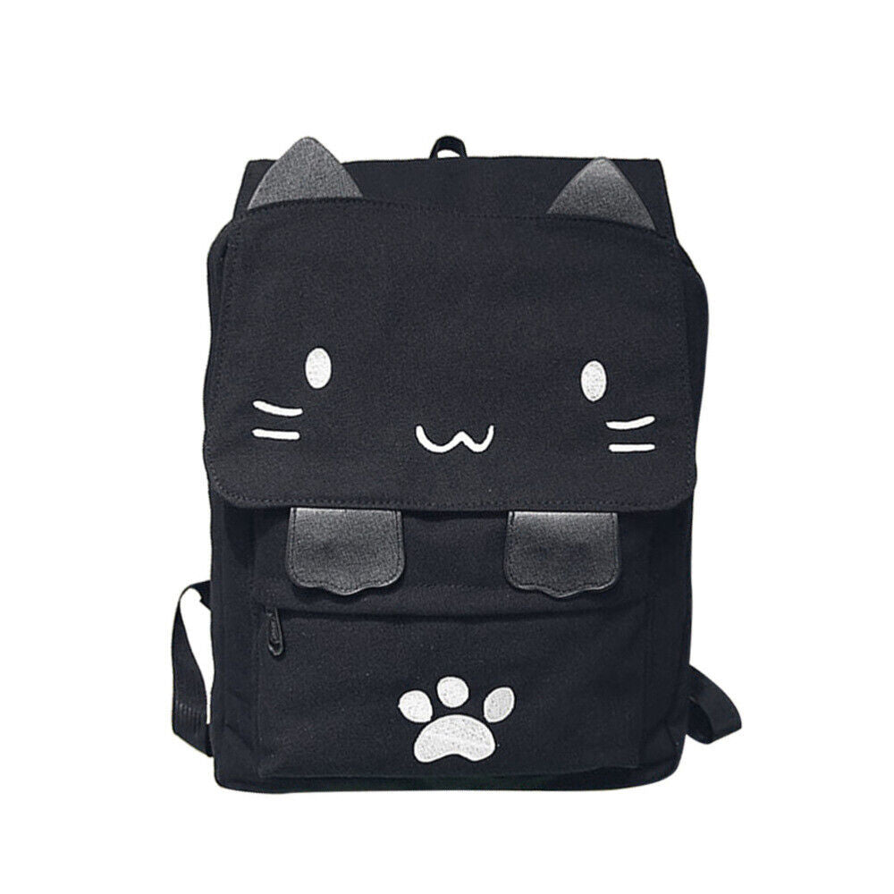 Rucksack Canvas Stoff mit Katzengesicht
