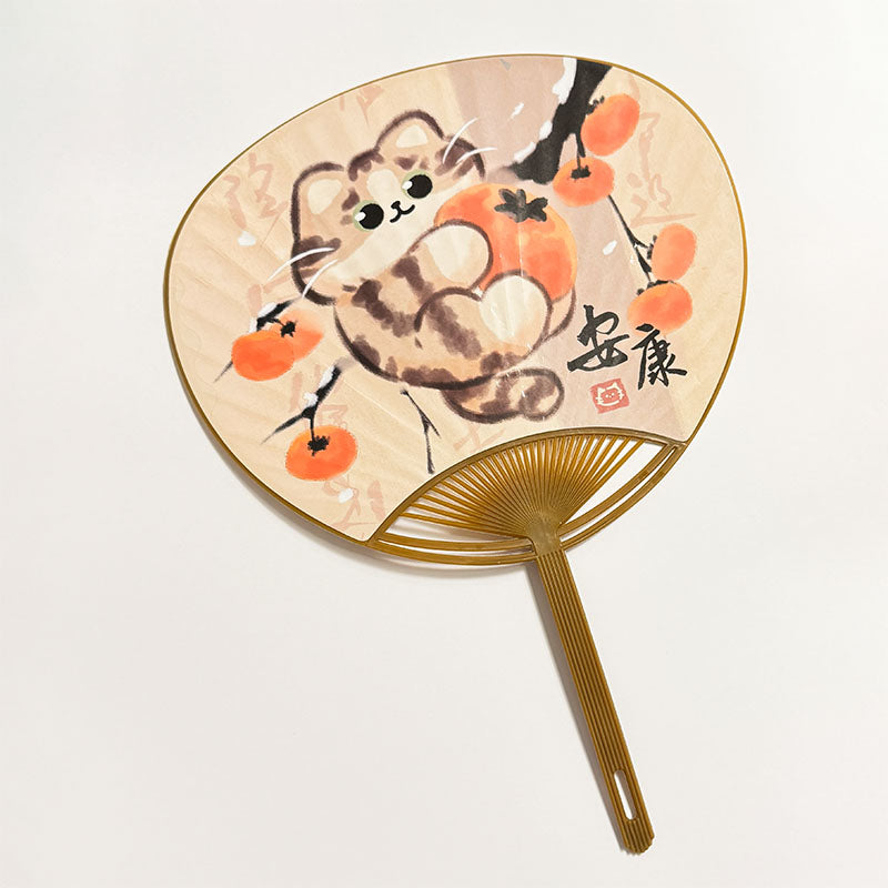 niedlicher Handfächer (Blattfächer, aus Kunststoff und Papier)