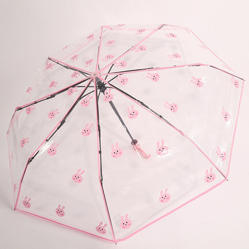 Automatik-Regenschirm transparent mit Hasen/Bären/Pandas