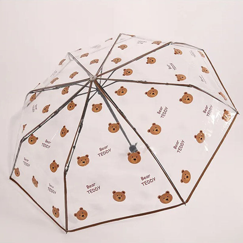 Automatik-Regenschirm transparent mit Hasen/Bären/Pandas