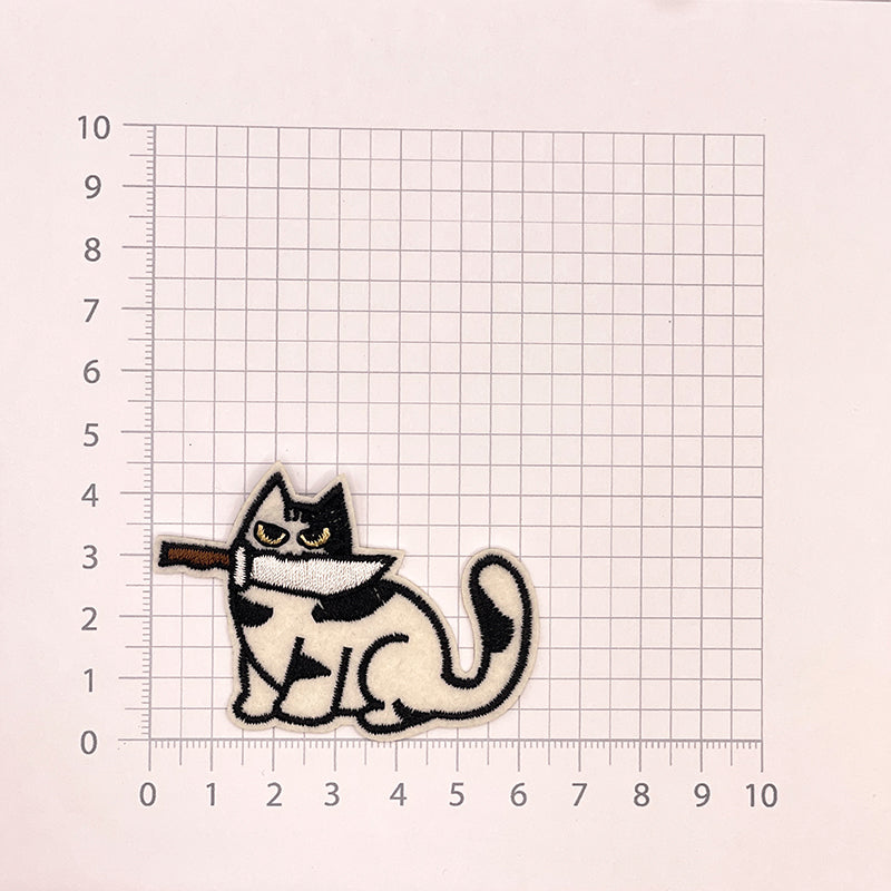 Aufnäher Messer-Katzen (zum Aufbügeln und Aufnähen)