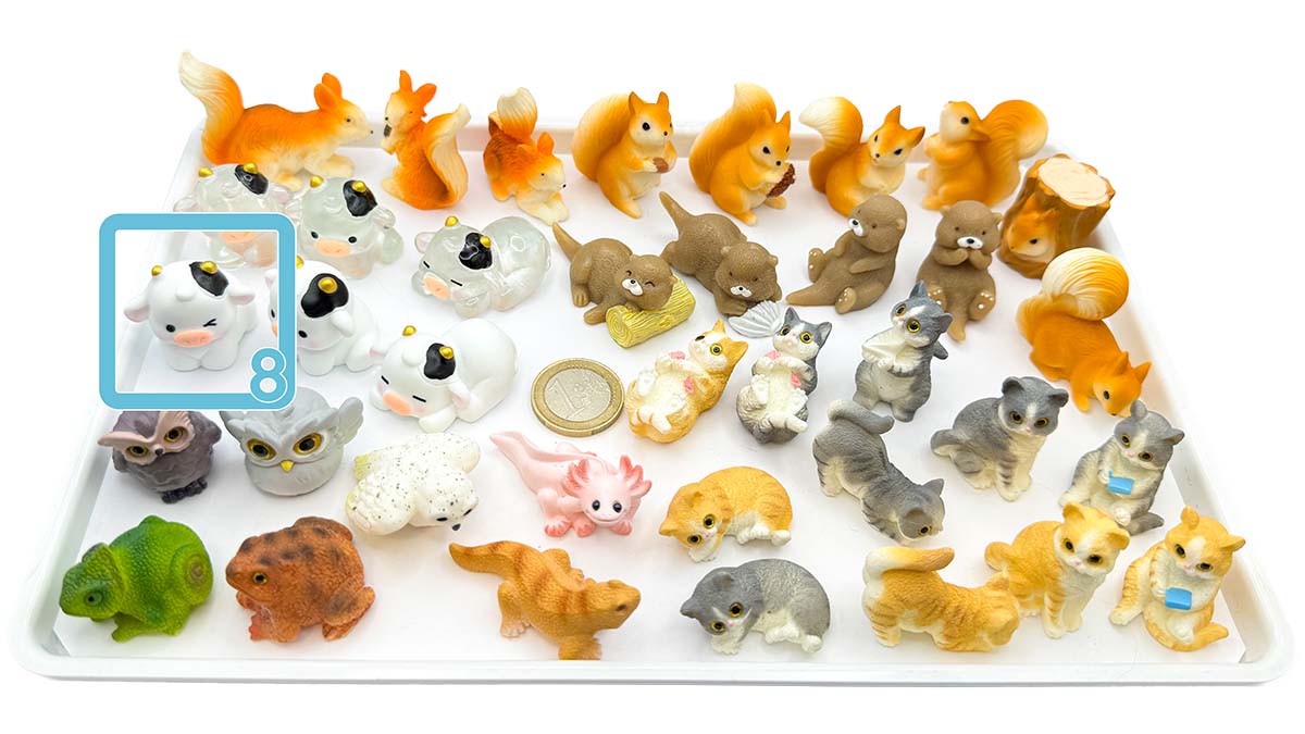 Figur/Glücksbringer Tiere realistisch (Eule / Kuh / Eichhörnchen / Otter / Katzen)