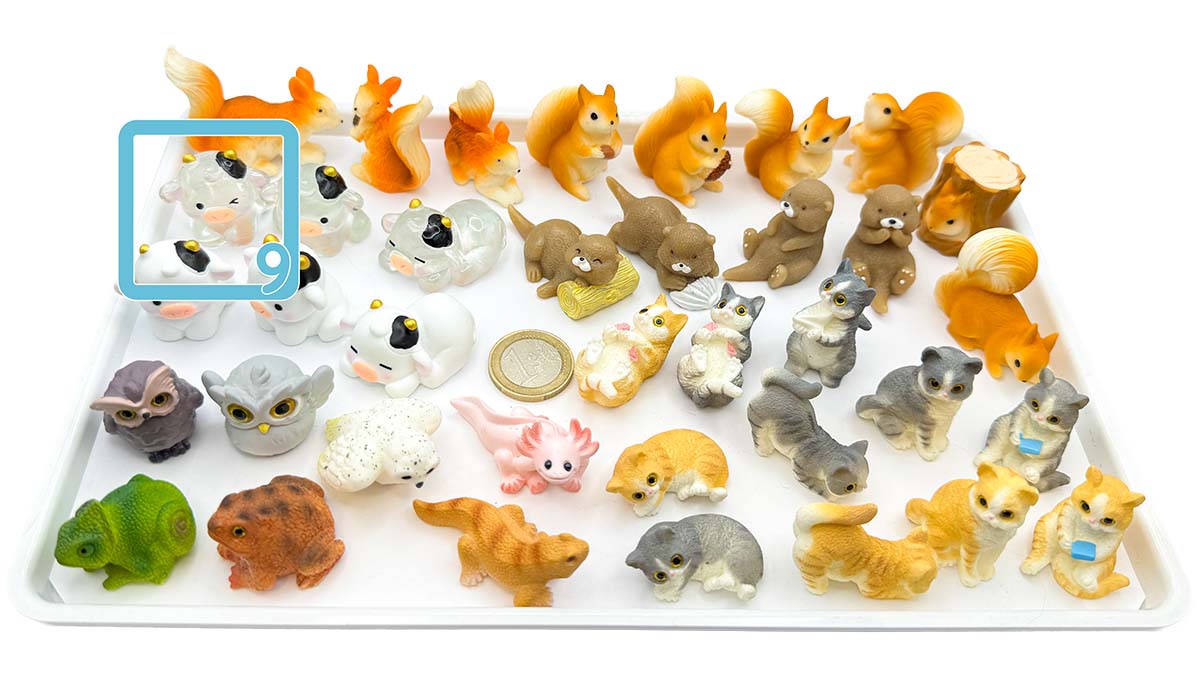 Figur/Glücksbringer Tiere realistisch (Eule / Kuh / Eichhörnchen / Otter / Katzen)