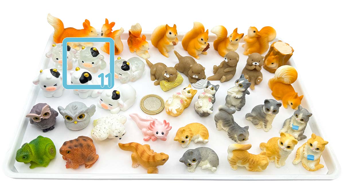 Figur/Glücksbringer Tiere realistisch (Eule / Kuh / Eichhörnchen / Otter / Katzen)