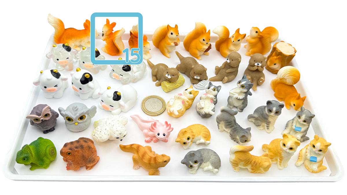 Figur/Glücksbringer Tiere realistisch (Eule / Kuh / Eichhörnchen / Otter / Katzen)