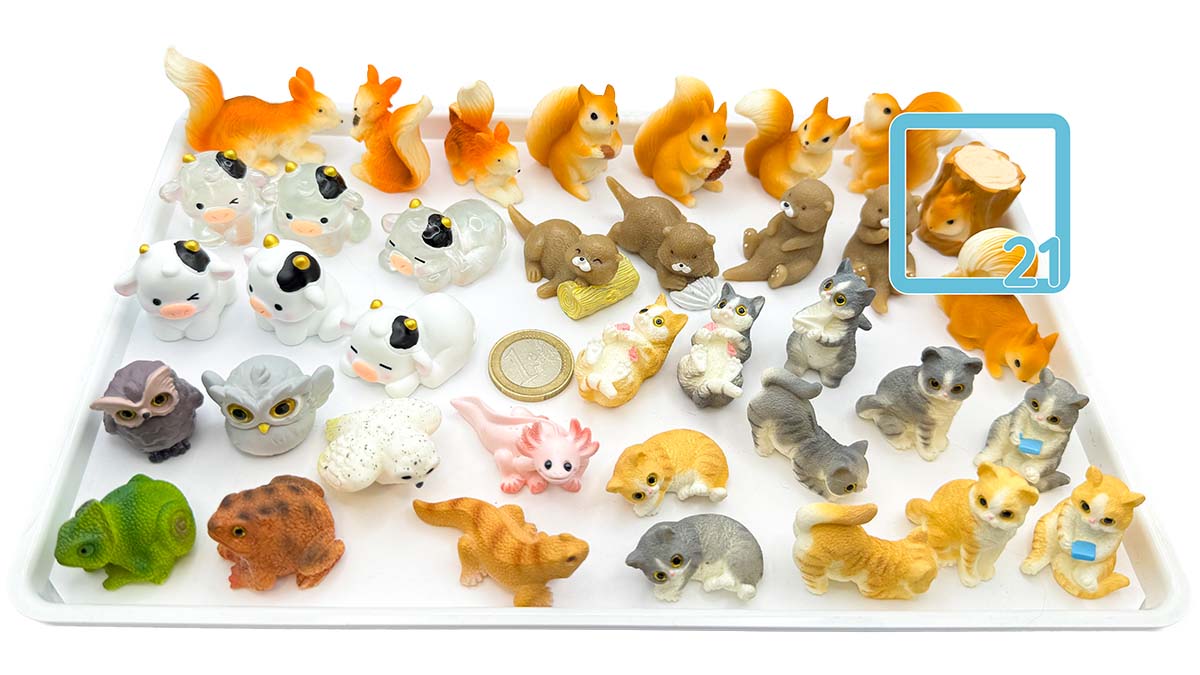 Figur/Glücksbringer Tiere realistisch (Eule / Kuh / Eichhörnchen / Otter / Katzen)