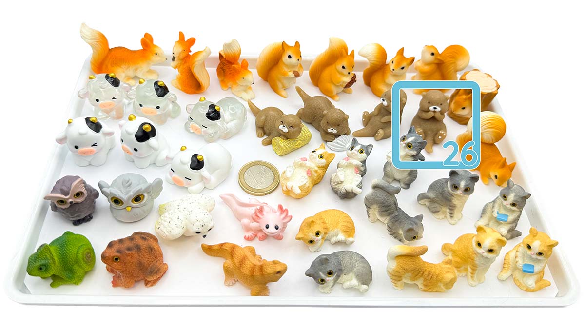Figur/Glücksbringer Tiere realistisch (Eule / Kuh / Eichhörnchen / Otter / Katzen)