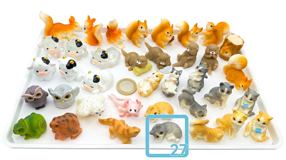 Figur/Glücksbringer Tiere realistisch (Eule / Kuh / Eichhörnchen / Otter / Katzen)