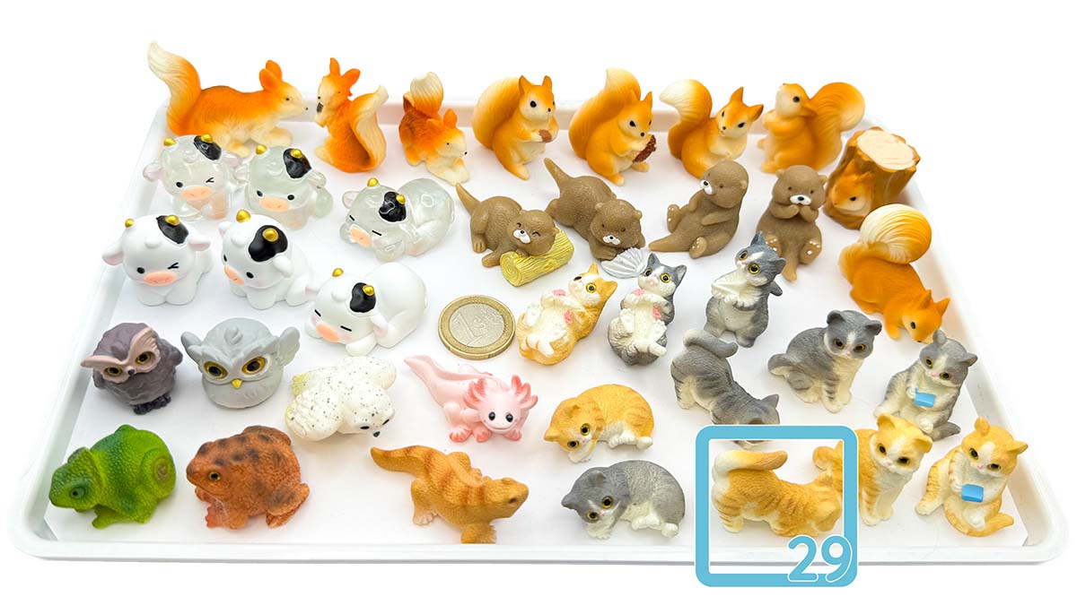 Figur/Glücksbringer Tiere realistisch (Eule / Kuh / Eichhörnchen / Otter / Katzen)