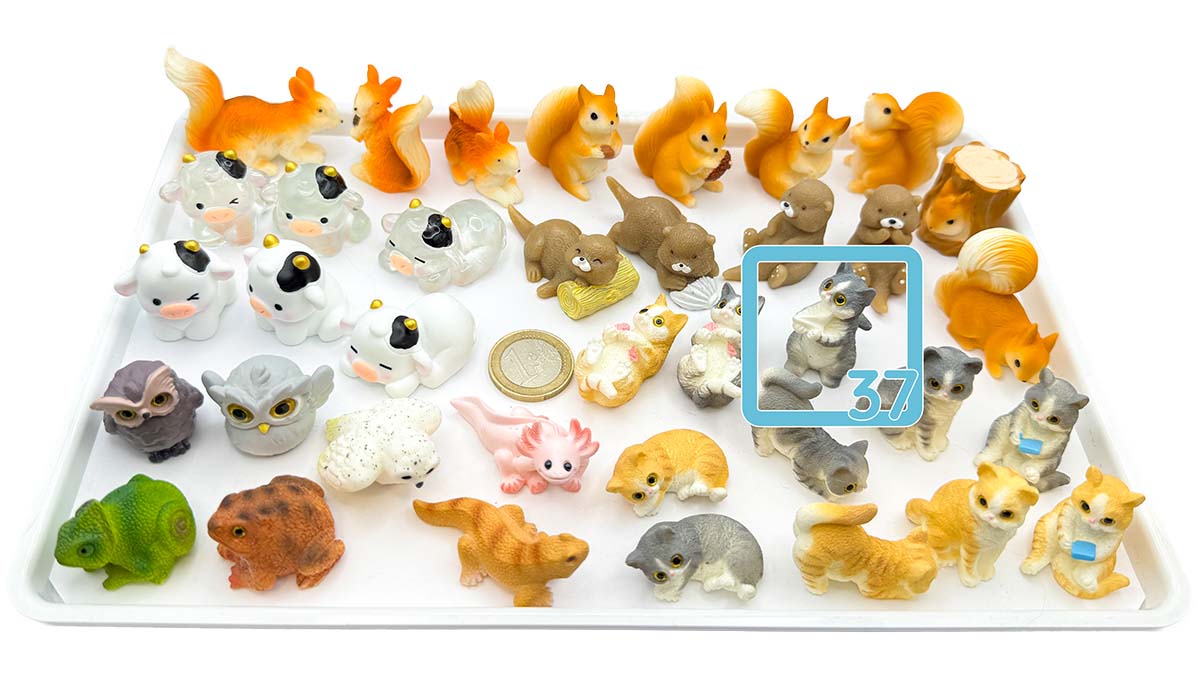 Figur/Glücksbringer Tiere realistisch (Eule / Kuh / Eichhörnchen / Otter / Katzen)