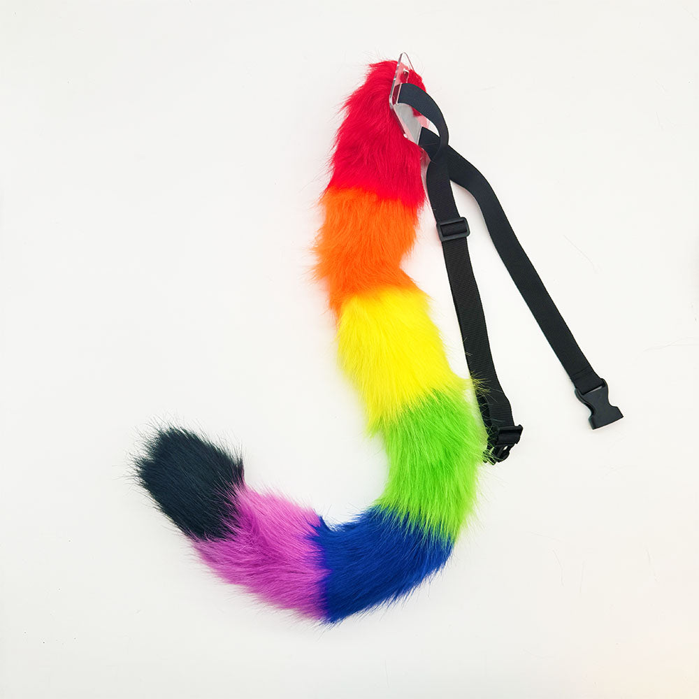 Fell-Schweif-Gürtel Katzenschweif cattail bunt REGENBOGEN Pride