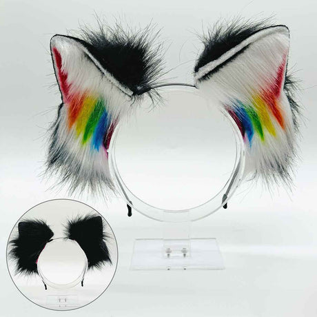 Haarreifen Fell-Regenbogen-Pride-Ohren Katze/Fuchs