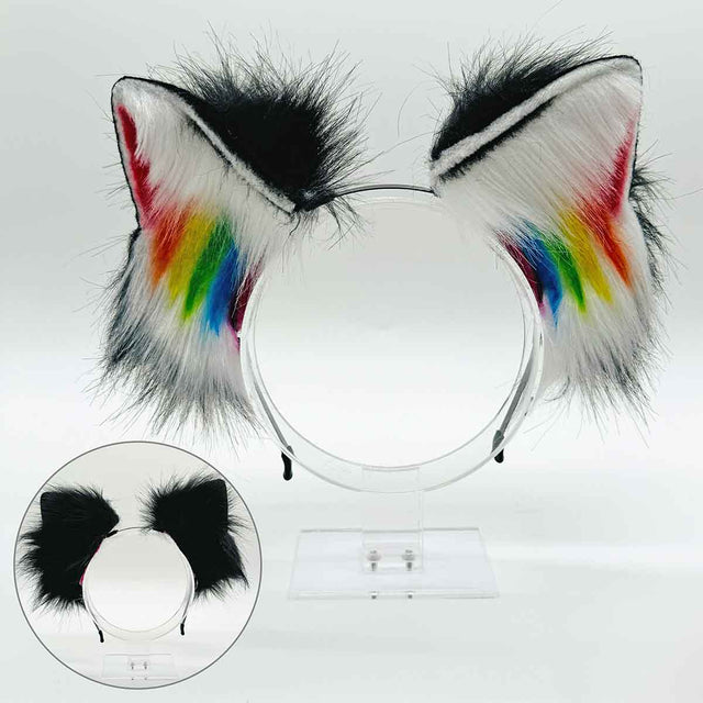 Haarreifen Fell-Regenbogen-Pride-Ohren Katze/Fuchs