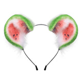 Haarreifen Fell-Ohren rund als Wassermelonen-Design Maus/Hamster/Bär