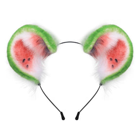 Haarreifen Fell-Ohren rund als Wassermelonen-Design Maus/Hamster/Bär