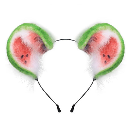 Haarreifen Fell-Ohren rund als Wassermelonen-Design Maus/Hamster/Bär