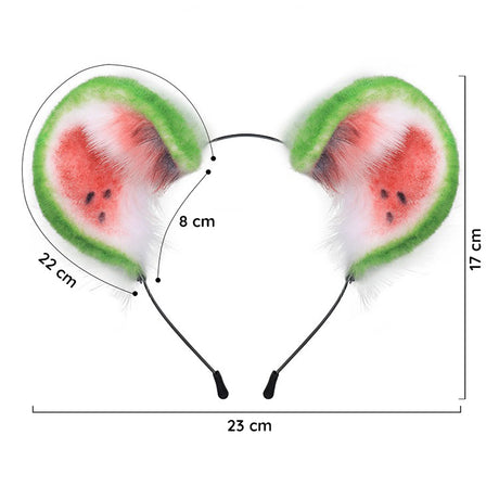 Haarreifen Fell-Ohren rund als Wassermelonen-Design Maus/Hamster/Bär