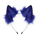 Haarreifen Fell-Fuchsohren oder große Katzenohren mit Blau/Violett