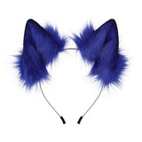 Haarreifen Fell-Fuchsohren oder große Katzenohren mit Blau/Violett