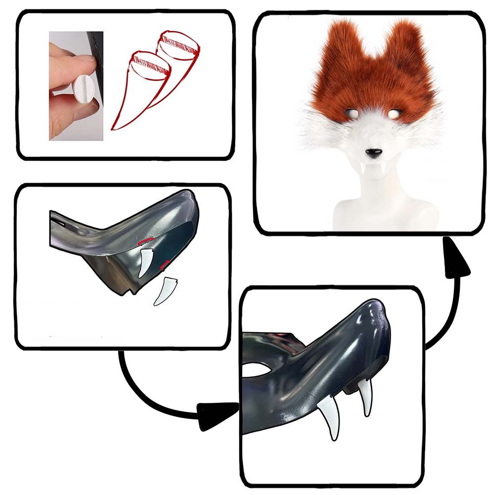 Tiermaske (Polyester) Wolf/Fuchs mit Zähnen