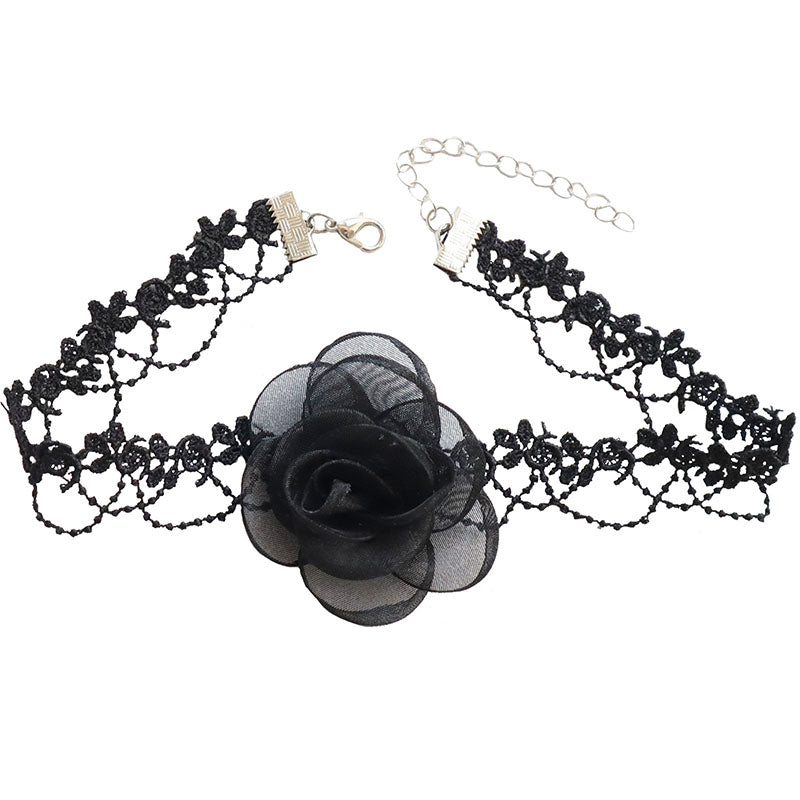 Spitzen-Halsband mit Stoffrose