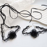 Spitzen-Halsband mit Stoffrose