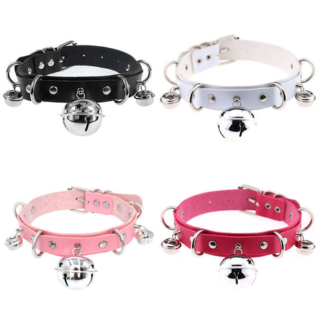 Halsband Kunstleder PU, mit 3 Glöckchen