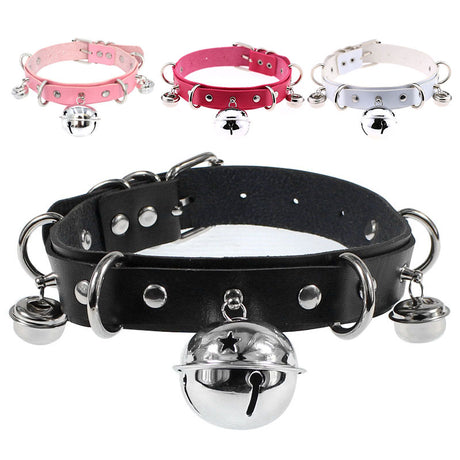 Halsband Kunstleder PU, mit 3 Glöckchen