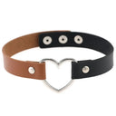 Halsband Kunstleder PU, zweifarbig mit Herz-Ring