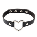 Halsband Kunstleder PU, einfarbig mit Herz-Ring