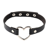 Halsband Kunstleder PU, einfarbig mit Herz-Ring
