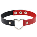 Halsband Kunstleder PU, zweifarbig mit Herz-Ring