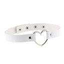 Halsband Kunstleder PU, einfarbig mit Herz-Ring