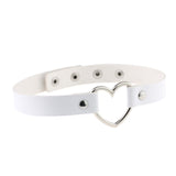 Halsband Kunstleder PU, einfarbig mit Herz-Ring