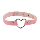 Halsband Kunstleder PU, einfarbig mit Herz-Ring