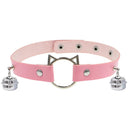 Halsband Kunstleder PU, mit Katzen-Ring und Glöckchen